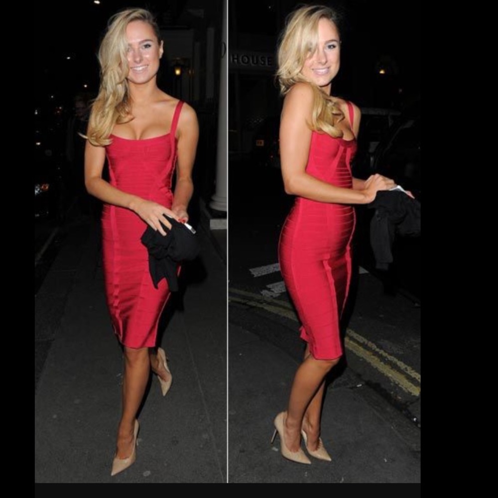 Herve Leger limited edition red bandage dress