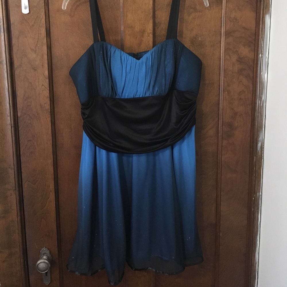 Blue and black short homecoming dress prom