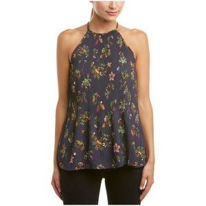 Boho indigo floral tank top