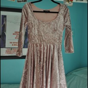 Blush pink velvet dress