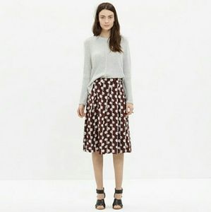 New Madewell silk pleated midi skirt in batik vine