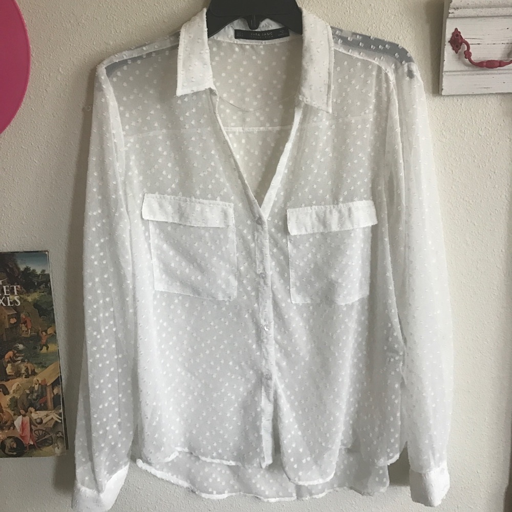 Zara long sleeve sheer button up