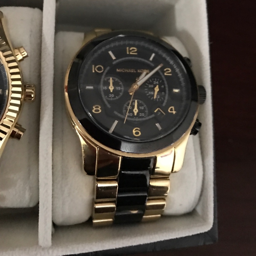 Gold and black watch