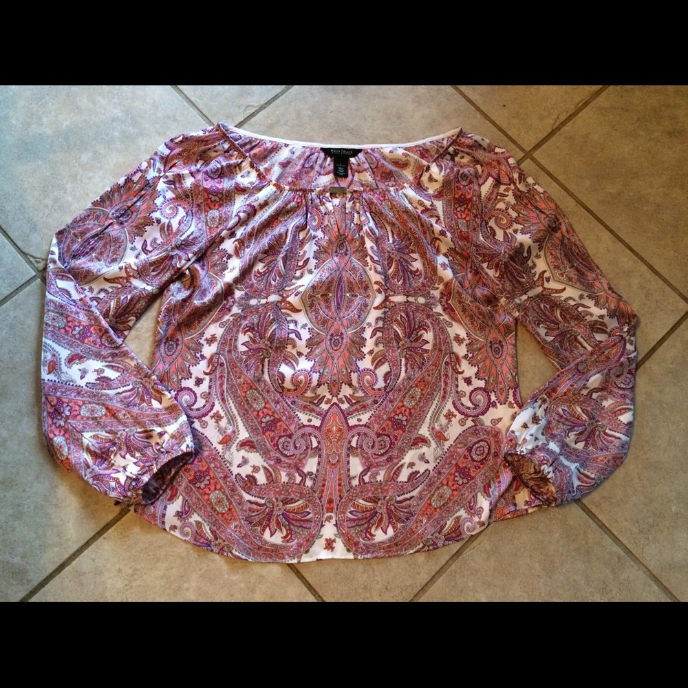 White House Black Market Satin Long Sleeve Shirt