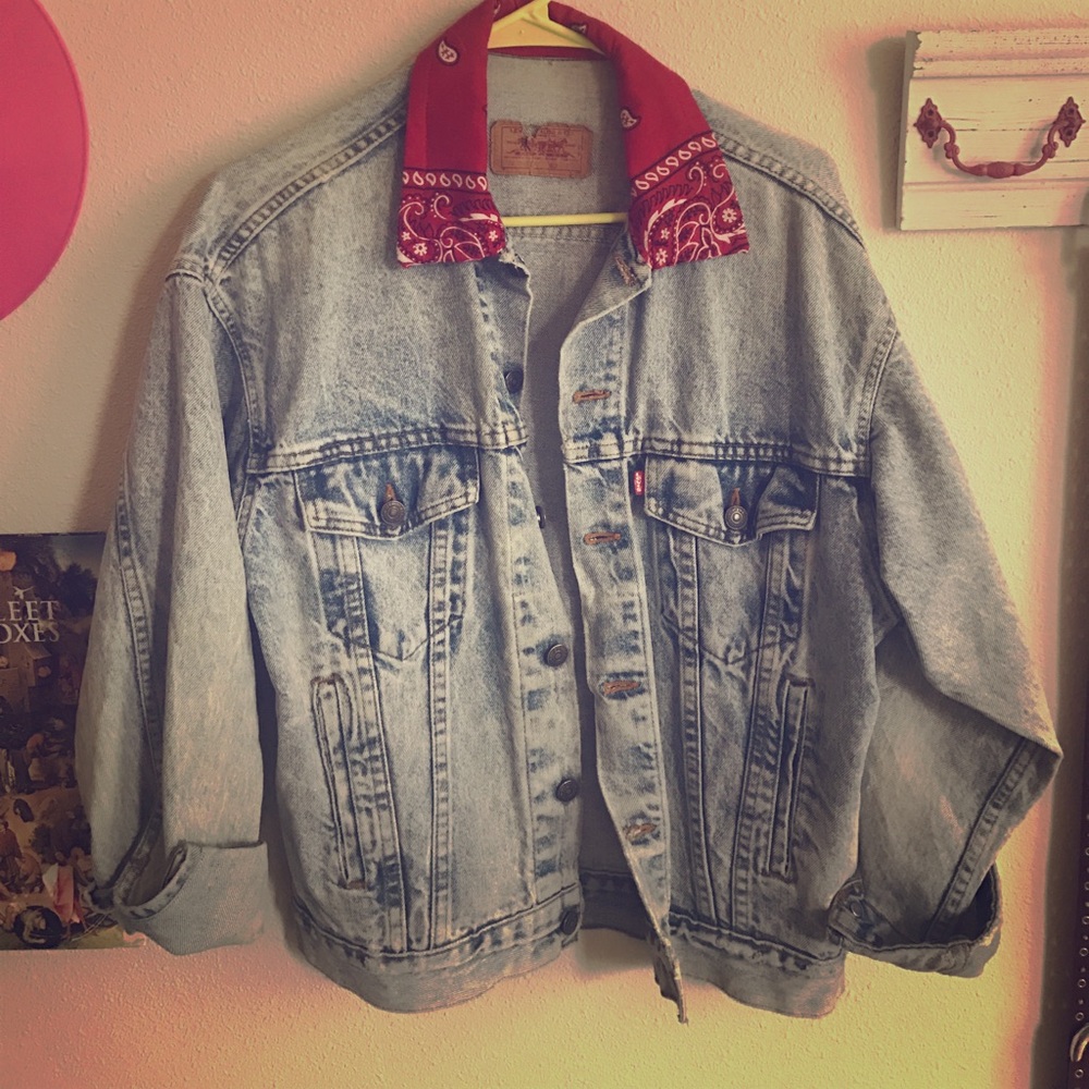 Levi's Denim jacket with red bandana collar