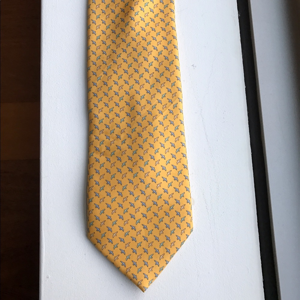 Yellow silk tie Barneys New York