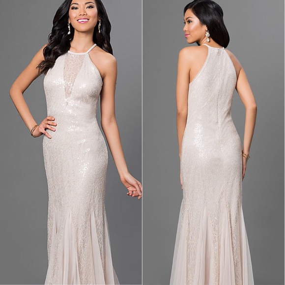 Xscape Dresses Nwt 279 Long Beige Sequinlace Mermaid Gown Poshmark