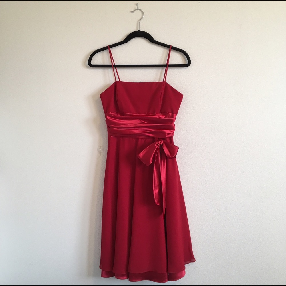 David’s Bridal Red Dress #2 with Ribbon