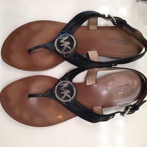 Black leather sandals