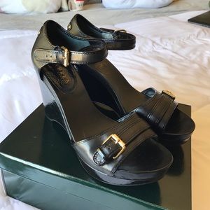 Janie Lauren Ralph Lauren Black Wedges