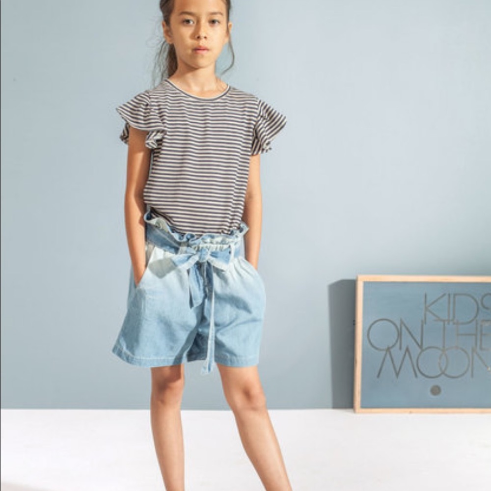 Denim bow shorts