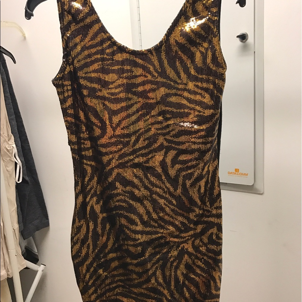 Tiger print sequin party dress