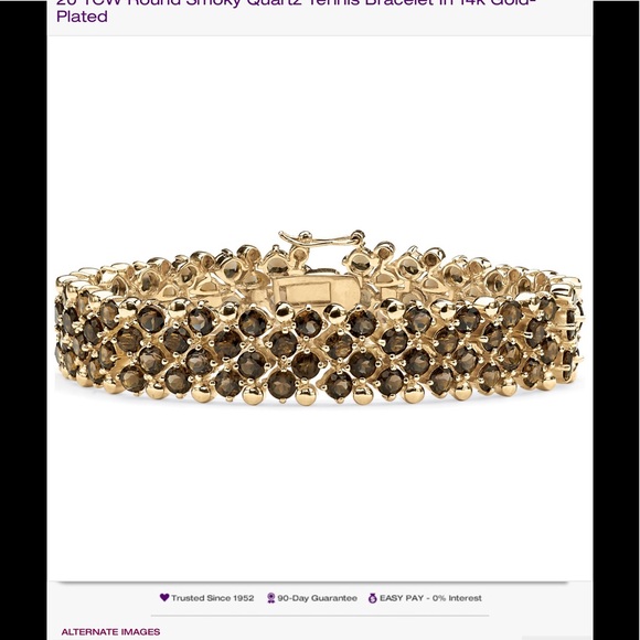 NIB- 20 tcw smoky quartz tennis bracelet 14k GP - Picture 1 of 4