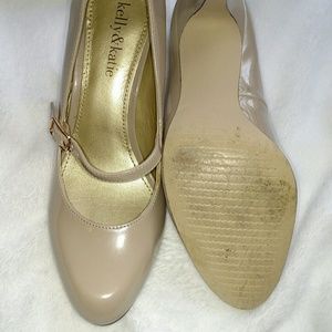 Kelly & Katie nude patent leather Mary Jane's.