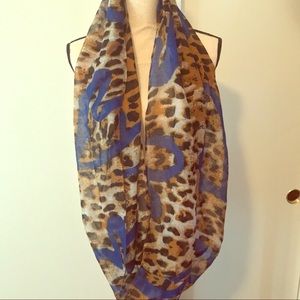 Leopard royal blue print infinity scarf