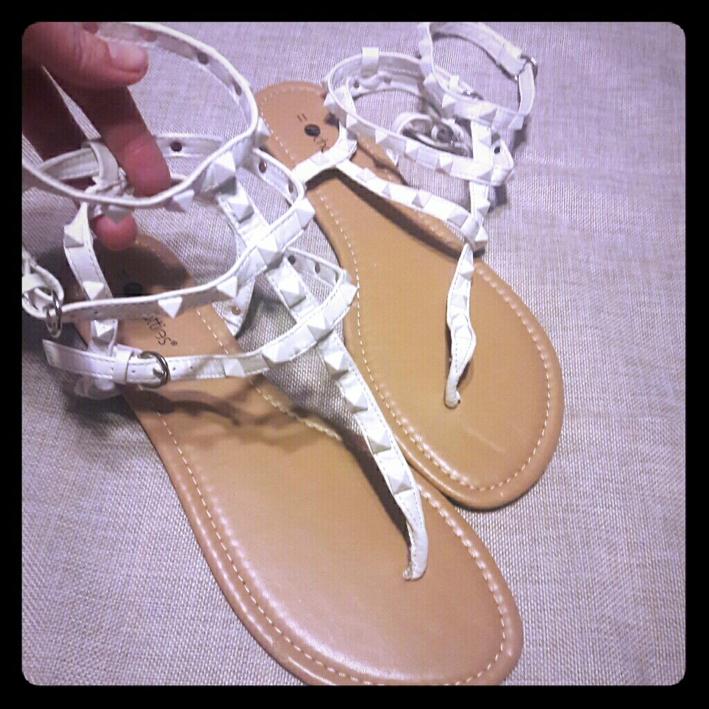 White studded sandals