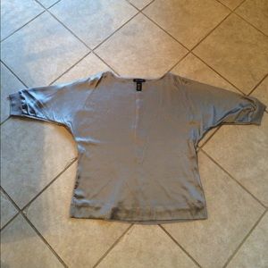 White House Black Market Gray Silk Shirt