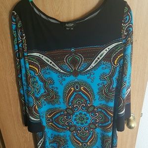 Black, blue and brown shift dress