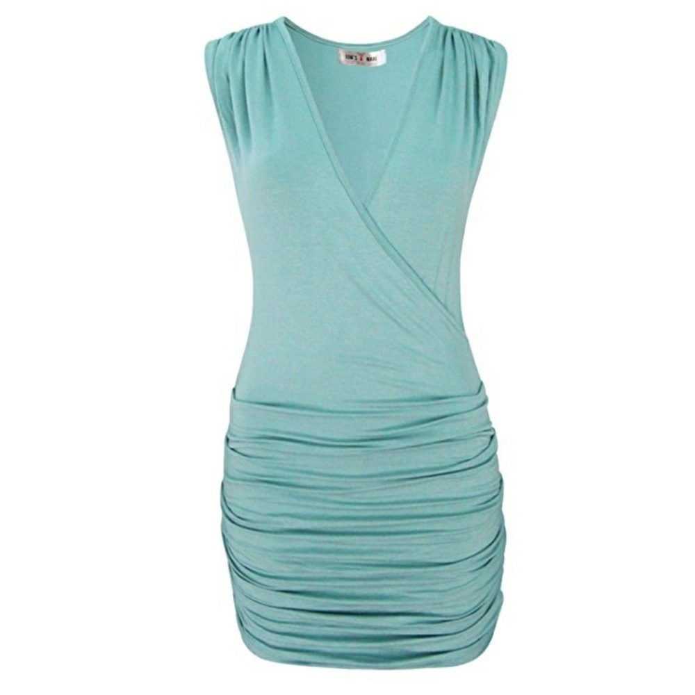 Light blue turquoise stretch summer dress