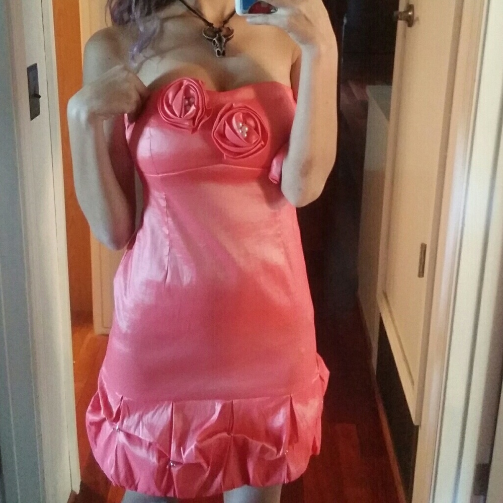 Salmon Pink Vibrant Prom Homecoming Dress