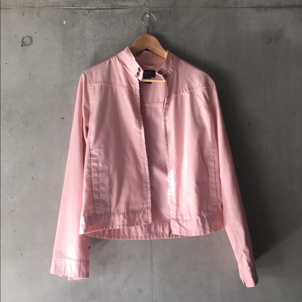 Pink Cotton Moto Jacket