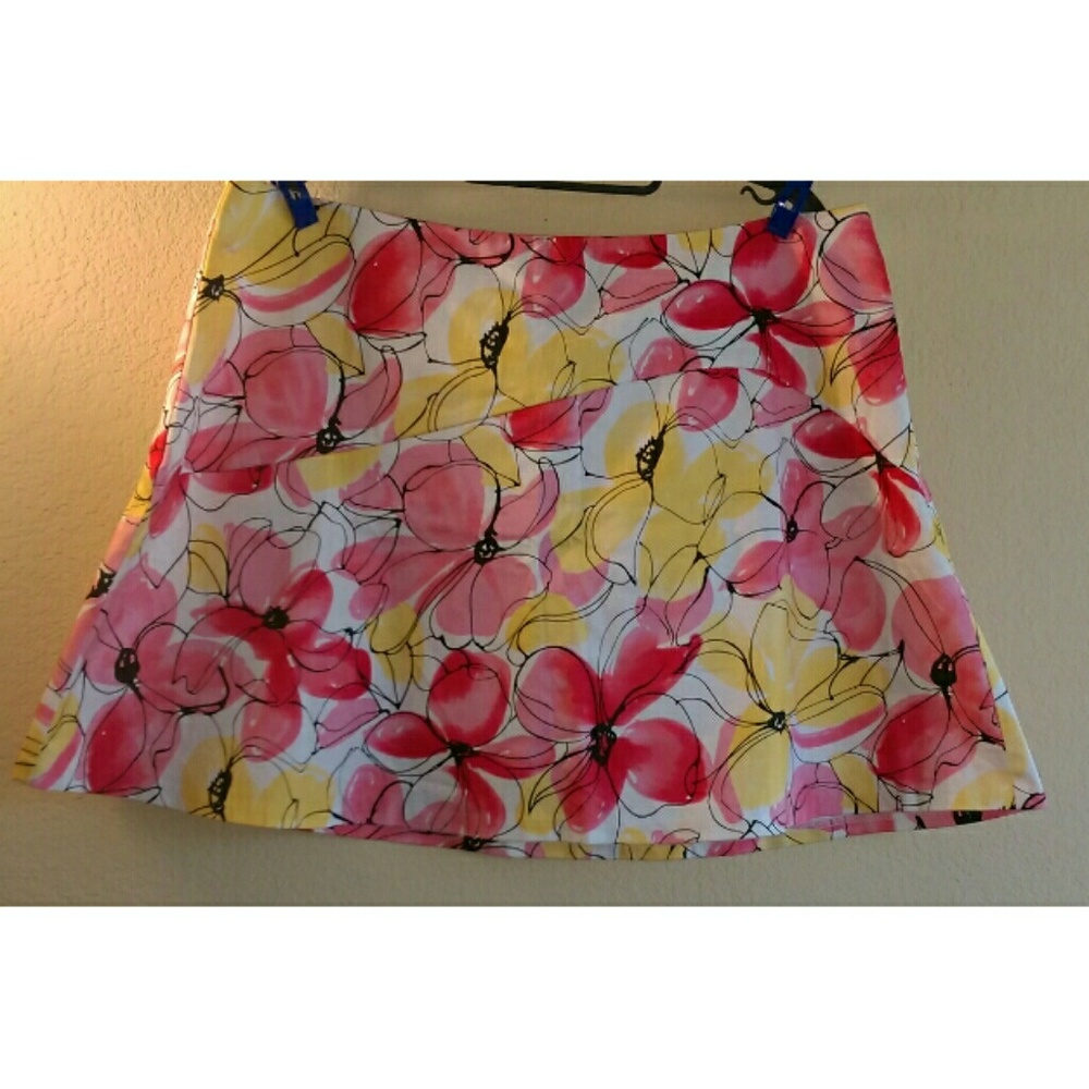 Colorful floral print skater skirt