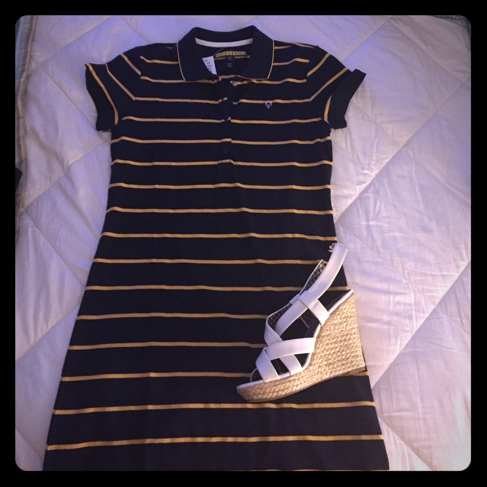 Navy and yellow polo dress