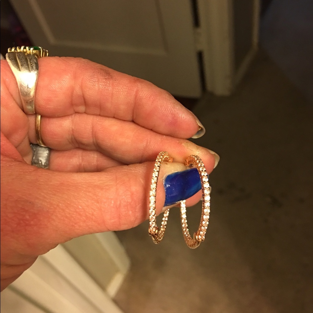 18k Rose Gold Over Silver Hoop Earrings