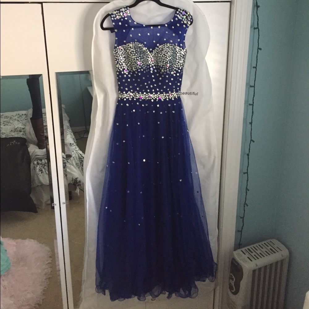 Stunning navy ball gown pageant prom