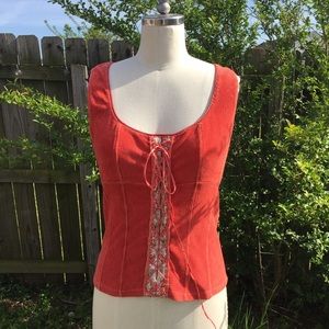 Vintage corduroy corset-seam top