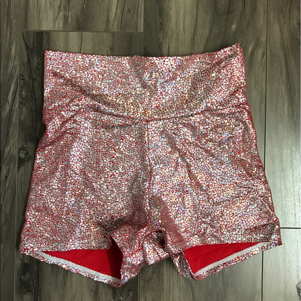 High waisted shattered glass shorts