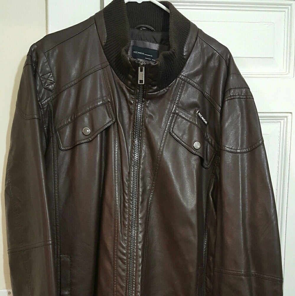 Sz 3X Brown Rocawear Medium Weight Leather Jacket