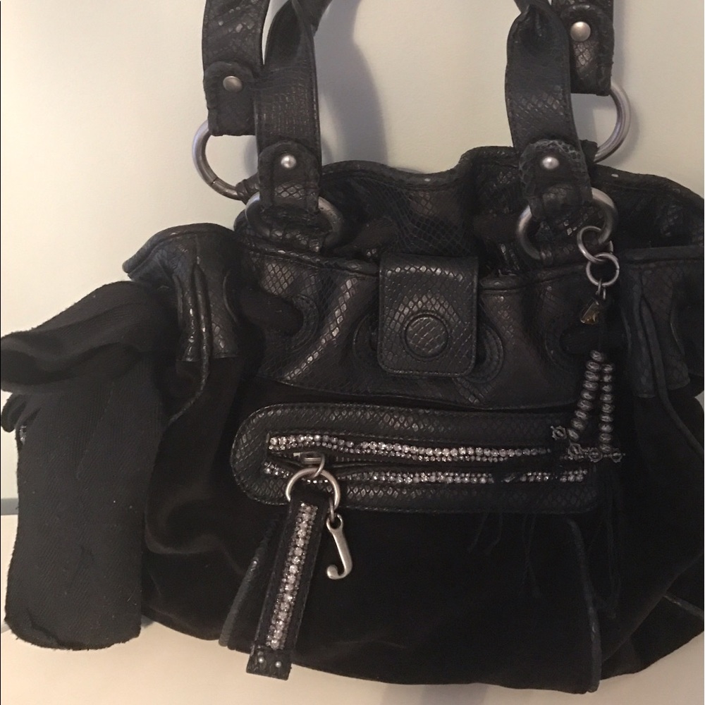 Juicy couture black velvet hobo bag