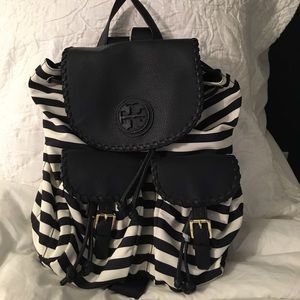 Tory Burch Marion Striped Nylon Backpack