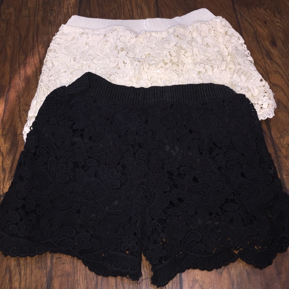Black and white crochet shorts