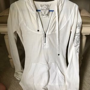White long sleeve hoodie thermal shirt by guess