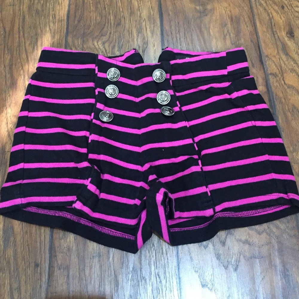 Black and pink high waisted shorts