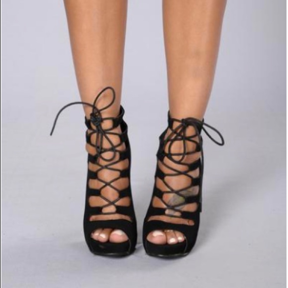 Fashion Nova Black Lace Up Heels