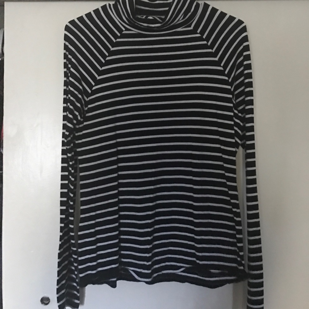 Black and white striped turtle neck