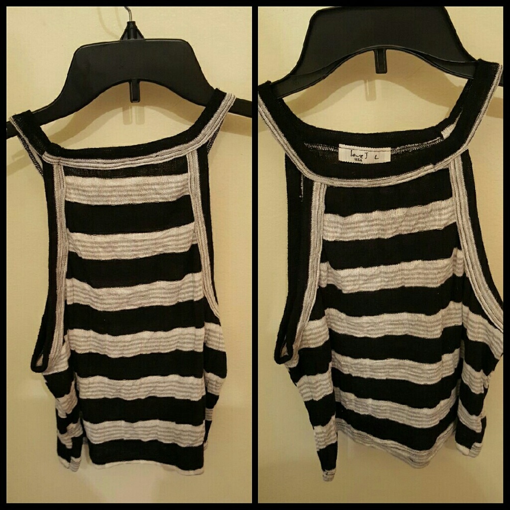 Black & White Striped Crop Top