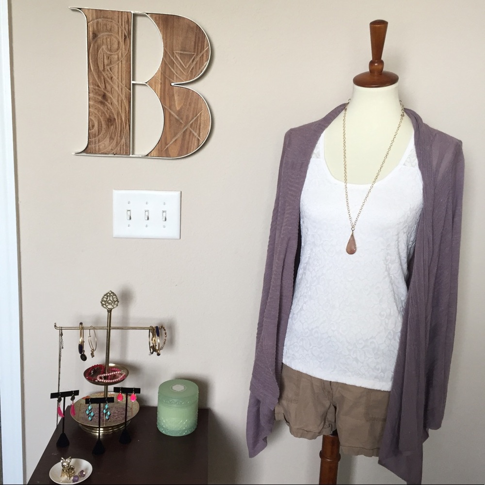 Anthropologie Rib Stitch Asymmetrical Hem Cardi S