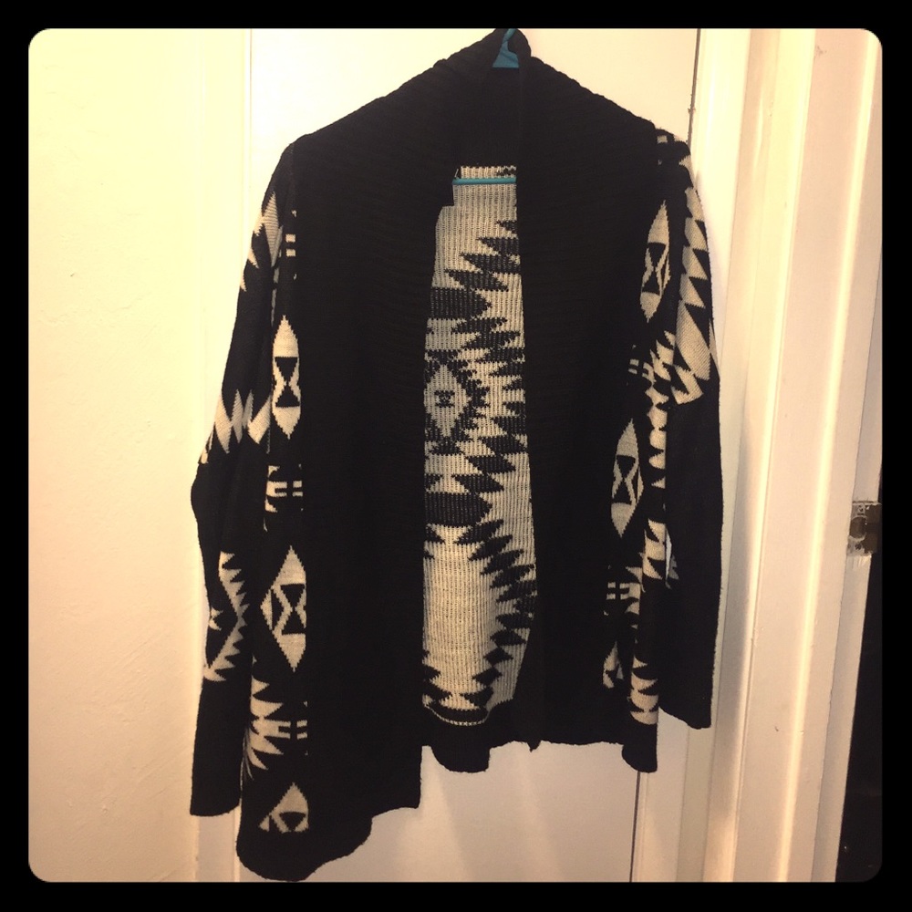 Black and white tribal cardigan
