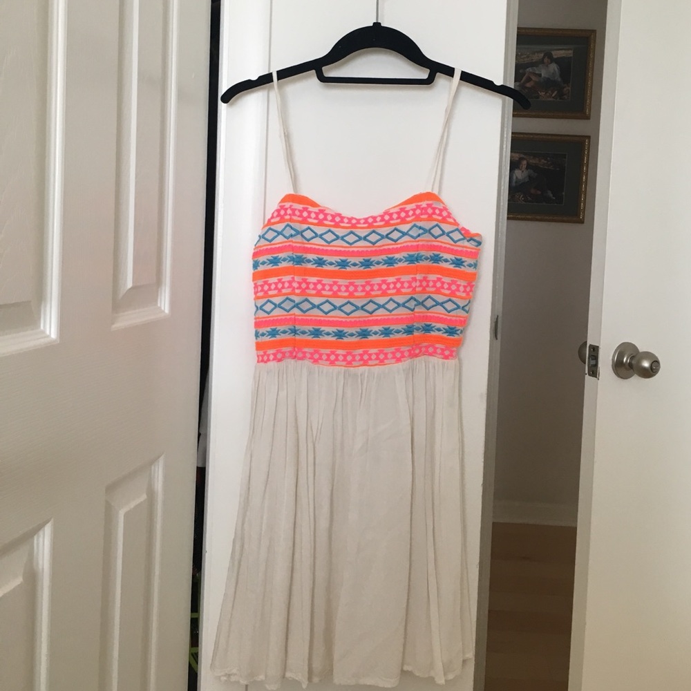 White and neon patterned sun dress