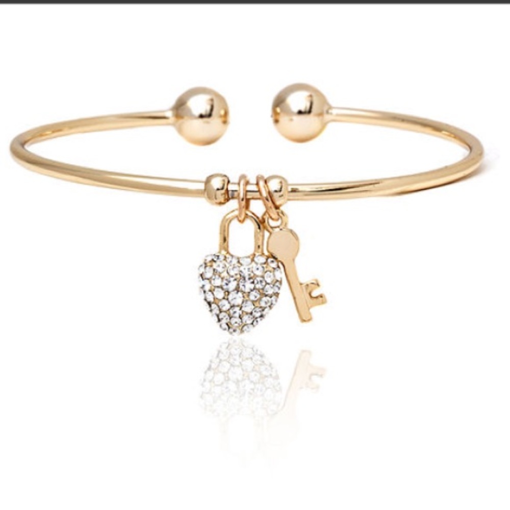 18k Gold Plated Gold/clear Swarovski Bangle
