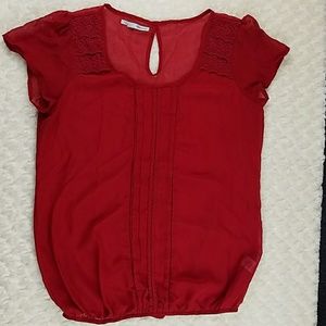 Womens Maurices Red Sheer Blouse Size Large Womens Maurices Red Sheer Blouse Size Large