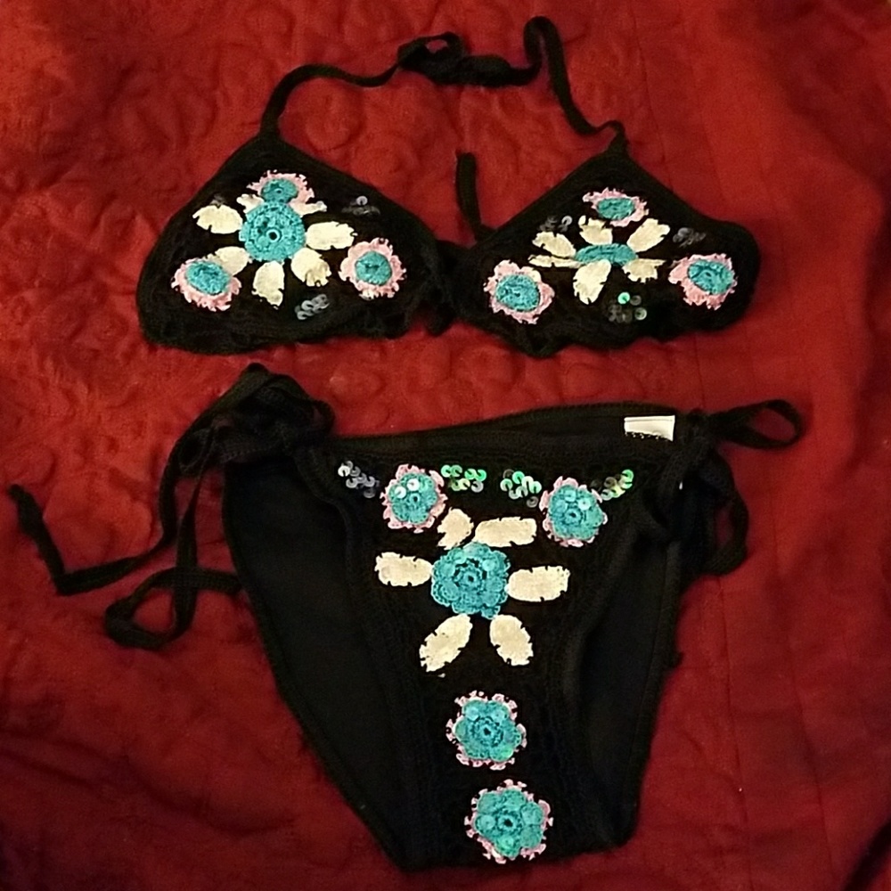 Ricochet  Hand Crochet Rayon Bikini, M/L