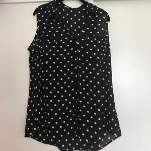 Express Sleeveless Polka Dot Shirt