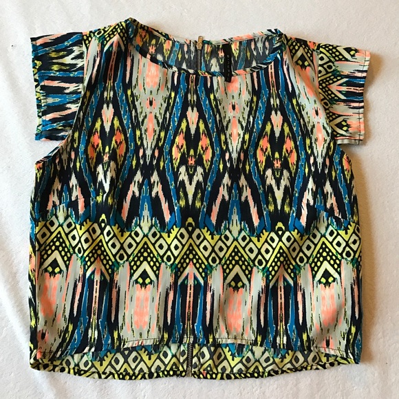 B Jewel Tops - B Jewel color splash crop top with zipper back. B Jewel Tops - B Jewel color splash crop top with zipper back.