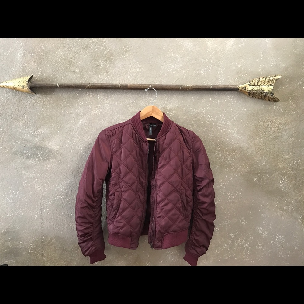 Maroon Bomber puffer jacket, sz S