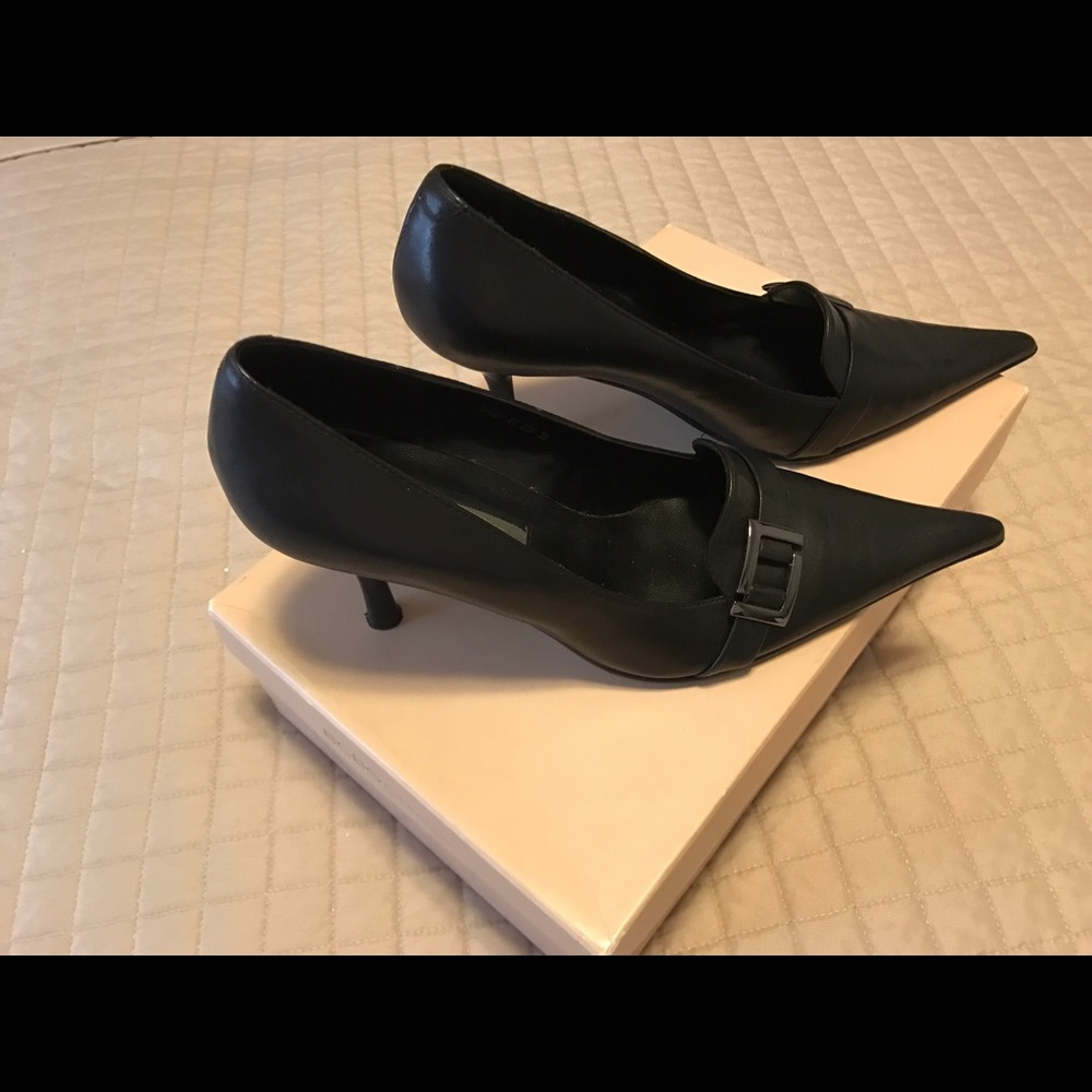 Black Leather Heels by CLOTILDE